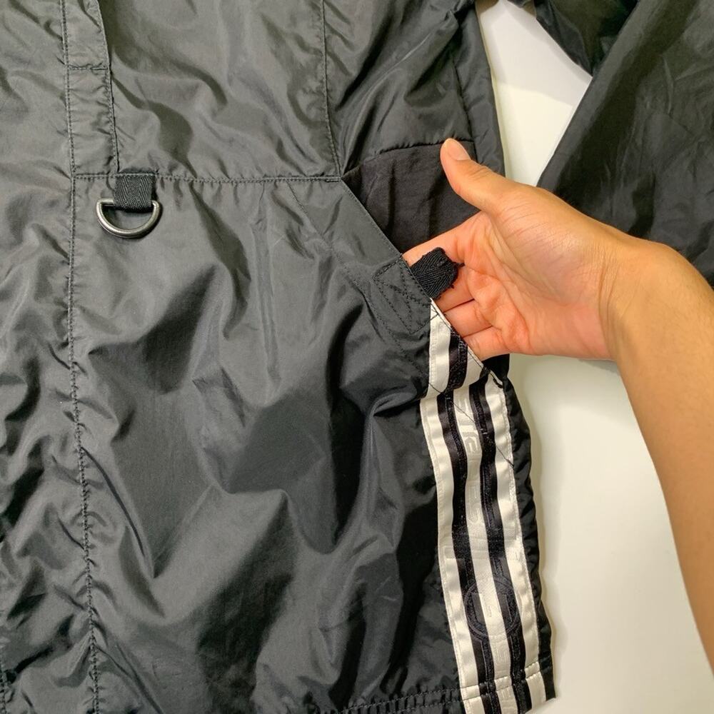 Vintage‎ Adidas Jacket Mens M Medium Black Nylon Windbreaker Side Stripes Y2K - Picture 4 of 11
